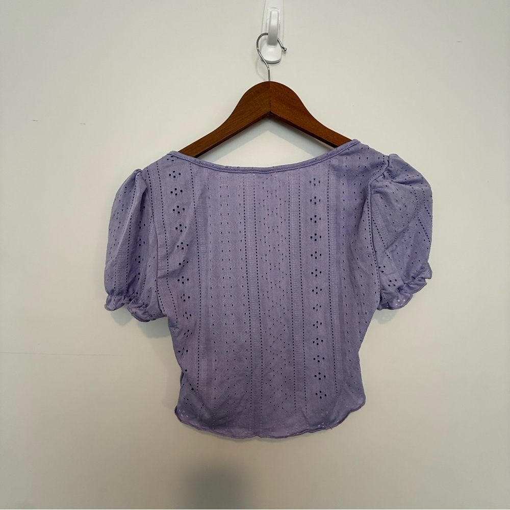 SHEIN Lavender Eyelet Ruffle Top size 16 - Picture 2 of 3